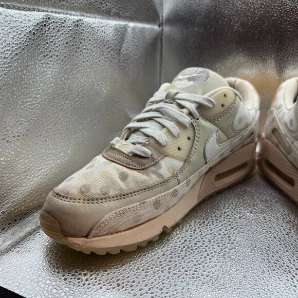 Size 11 Nike Air Max 90 Womens Beige Shimmer Polka‎ Dot Sneakers CZ1929-200 - Picture 4 of 11